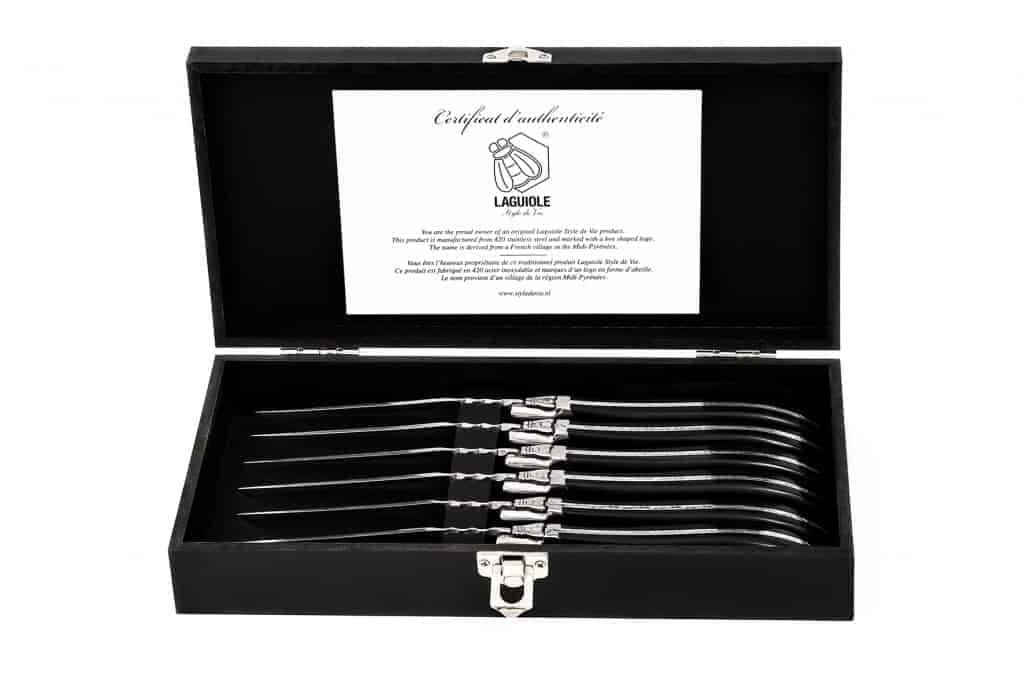 Style de Vie - ebbenhouten steakmessenset Laguiole - zwart - 6 stuks afbeelding