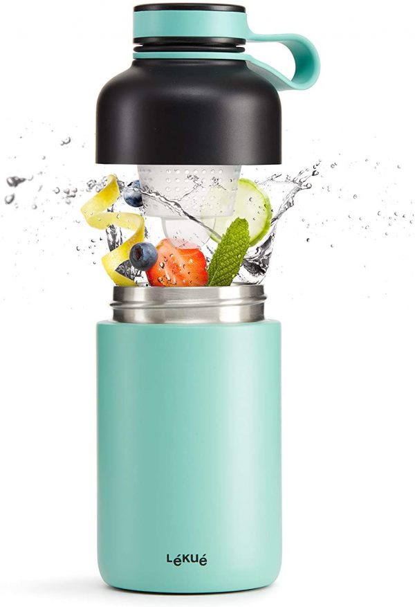 Lékué dubbelwandige fles filter - turquoise 500 ml - K'OOK!