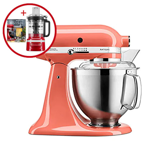 Kitchenaid - keukenmixer Artisan - Koraal - aktie - gratis foodprocessor t.w.v. € 209