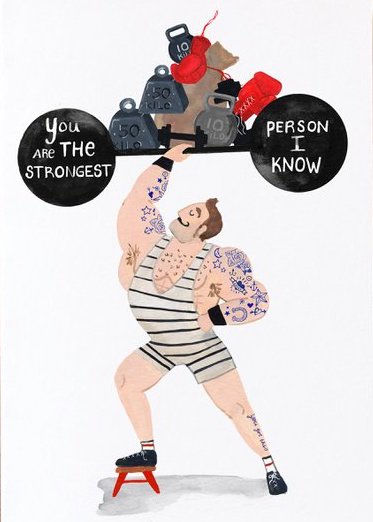 Dubbele wenskaart met envelop - you are the strongest person I know afbeelding