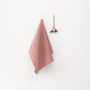 Linen Tales - linnen theedoek - red/natural stripes - 45 x 65 cm