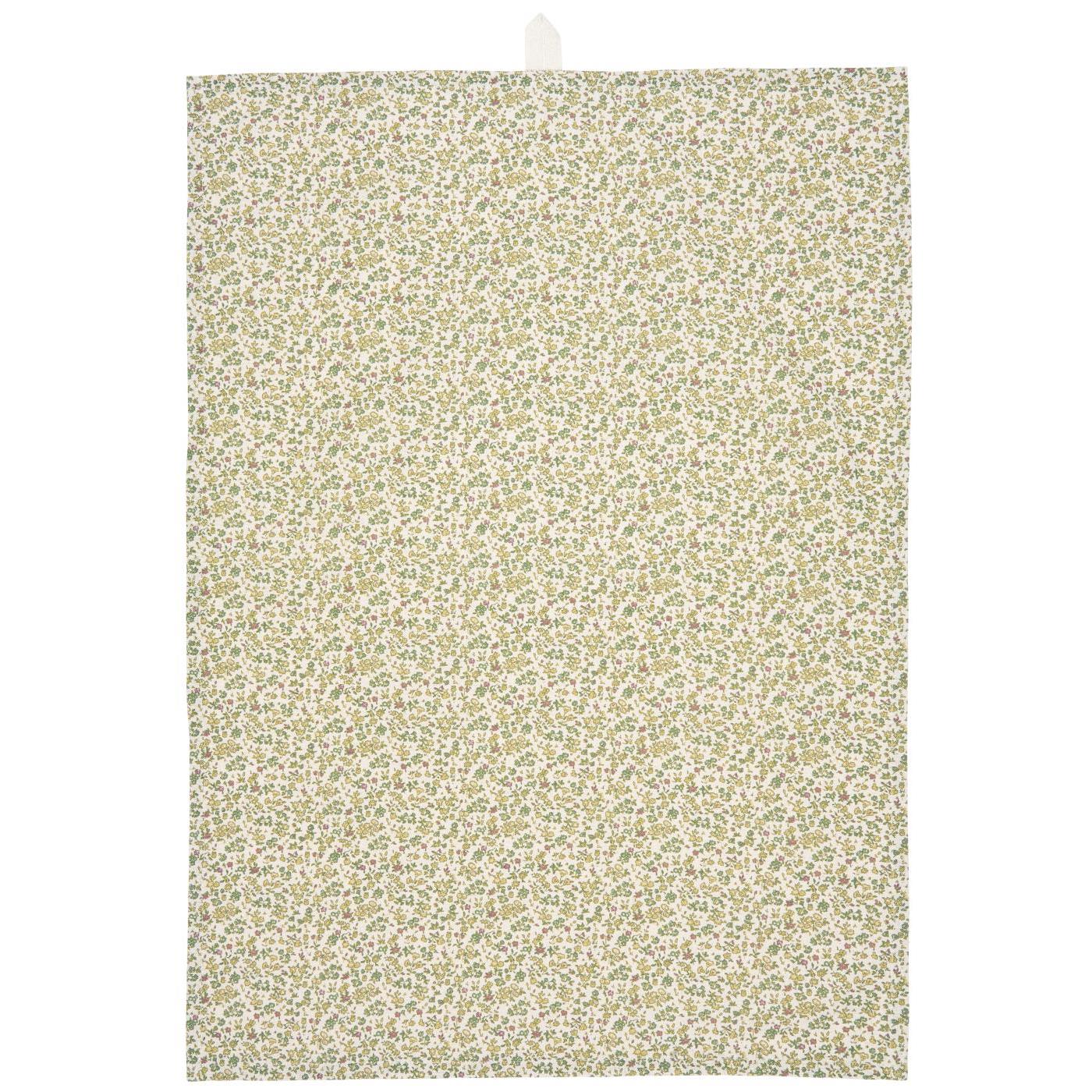 IB Laursen - theedoek Eva - bloem naturel/rood/groen/geel - 50 x 70 cm