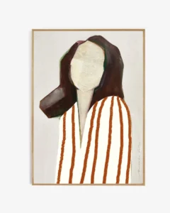 My Deer Art Shop - art print - Lady in stripes - zonder lijst - oranje -  14.8 x 21 cm