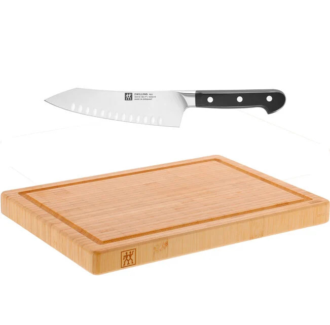 Zwilling - Rocking Santoku mes Pro & bamboe snijplank