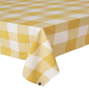 Haomy - tafelkleed Palma - linnenblend - geel/wit - 300 x 160 cm