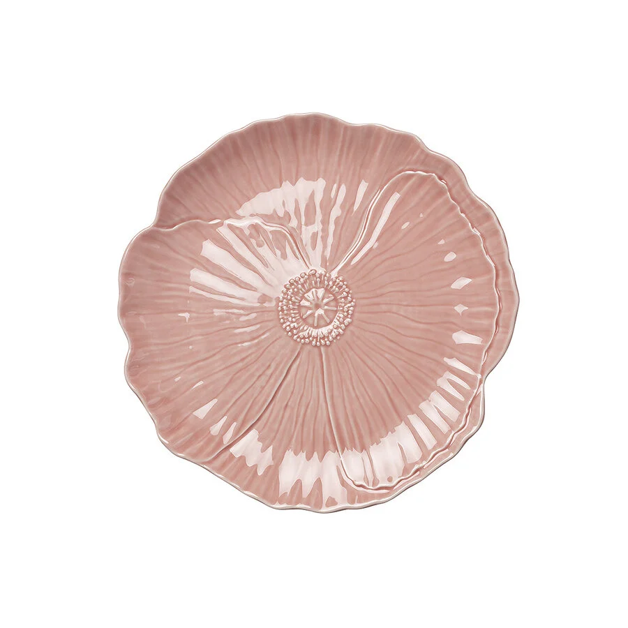 Faiança - ontbijtbord papaver - roze - 20 cm afbeelding