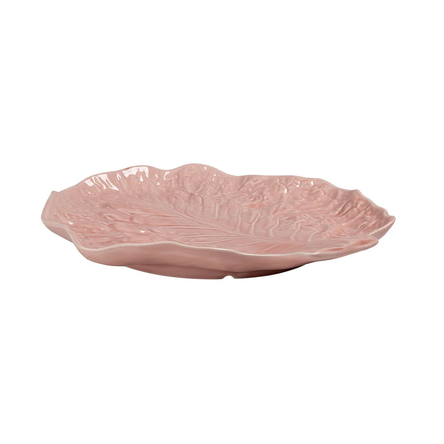 Faiança - saladeschaal slablad laag - roze - 39 cm afbeelding