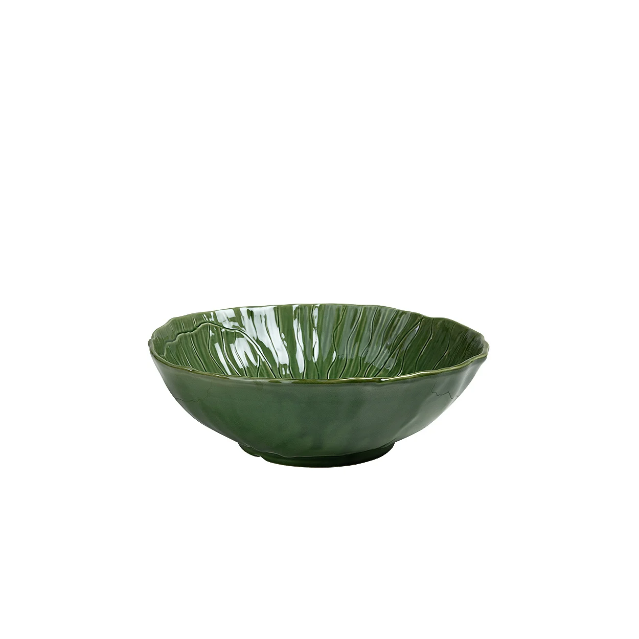 Faiança - kom papaver - groen - 18 cm afbeelding