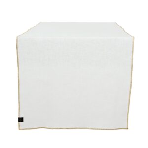 Haomy - tafelloper Verone - linnenblend - wit/goud - 48 x 160cm