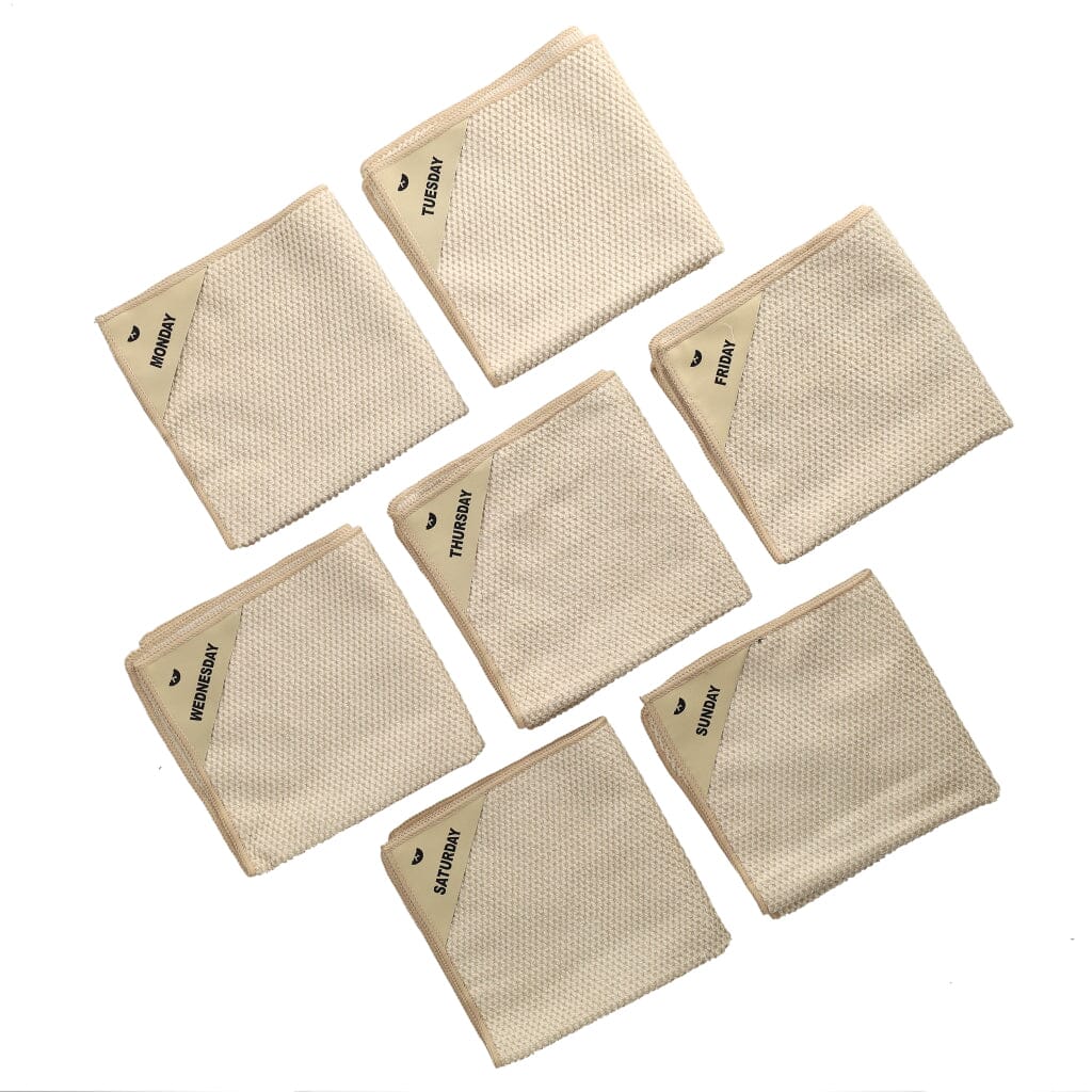 Klud - vaatdoekjes - set van 7- wafel - almond