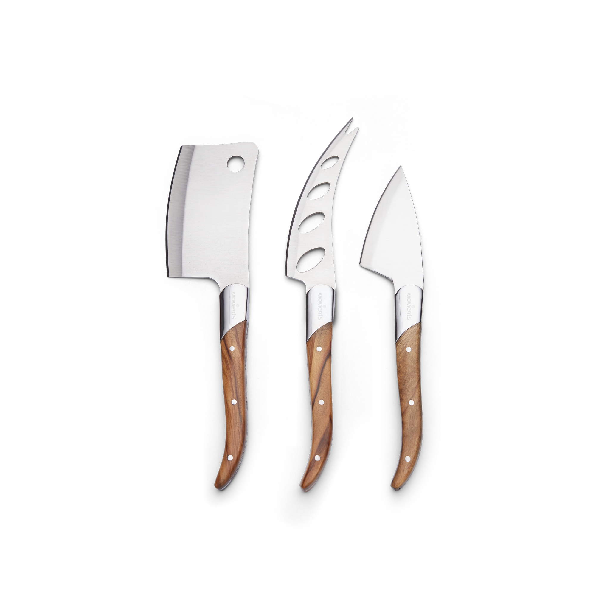 Bowls and Dishes - Moments kaasmessen set van 3 - olijfhout