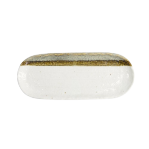 Tokyo Design Studio - Mino Craft langwerpige serveerschaal - wit/bruin - 28 x 11.3 cm