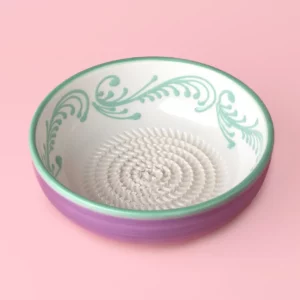 Tierra Cocida – keramisch raspbord Vintage – wit/groen/paars - 15 cm