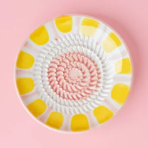 Tierra Cocida - keramisch raspbord Valentina - wit/geel/roze - 12.5 cm