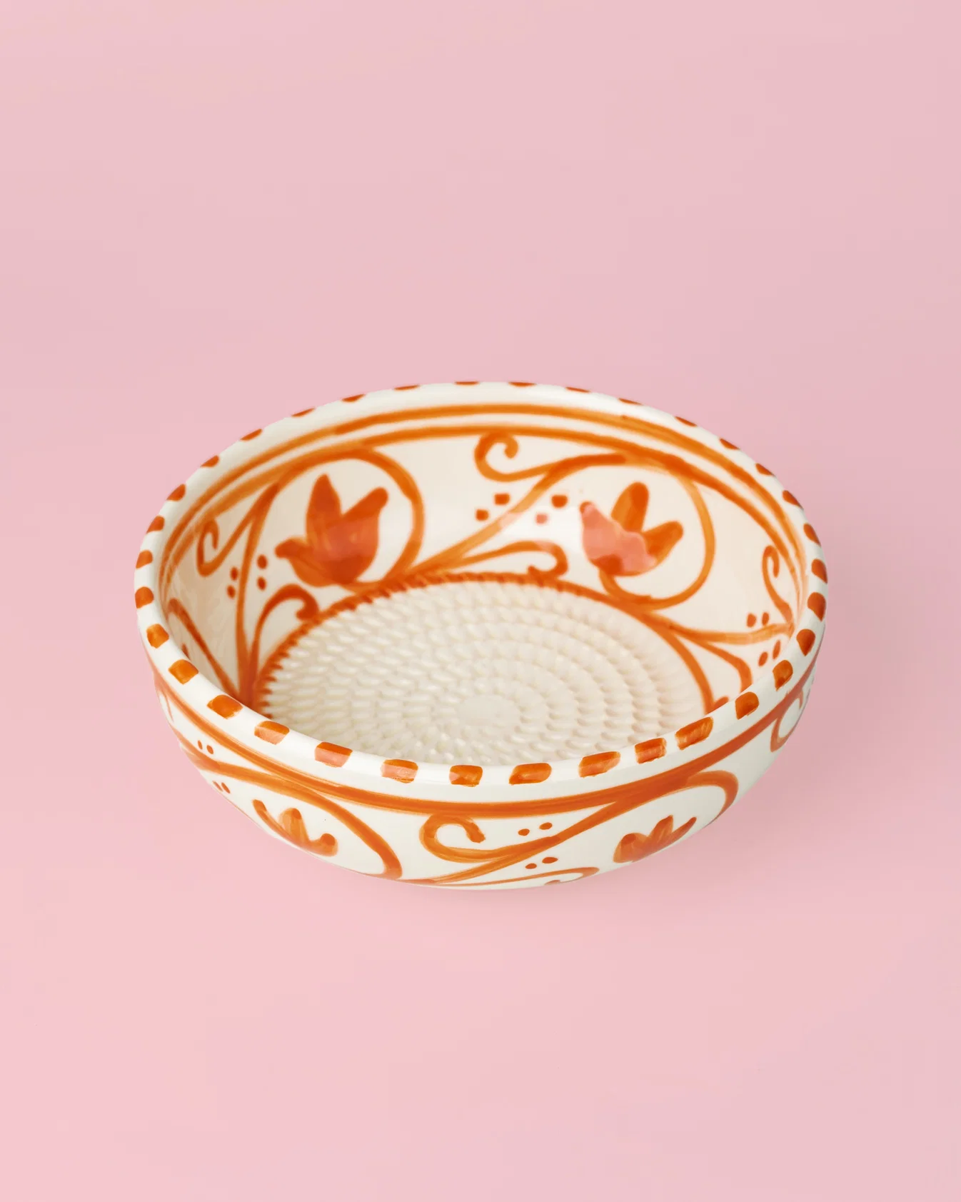 Tierra Cocida - keramisch raspbord Azahara - oranje/crème - 15 cm