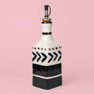 Tierra Cocida - kruik voor olijfolie Tótem - zwart/wit - 475 ml